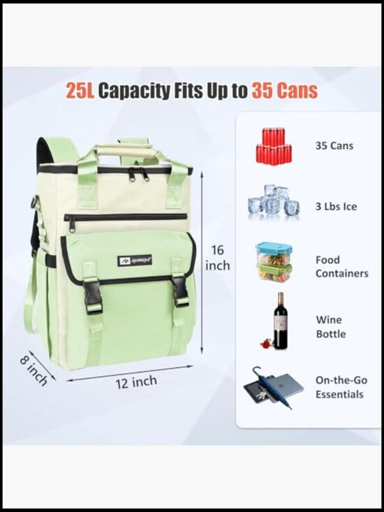 Stylish Insulated Cooler Backpack Leakproof Waterproof Travel Camping Beach main image 6